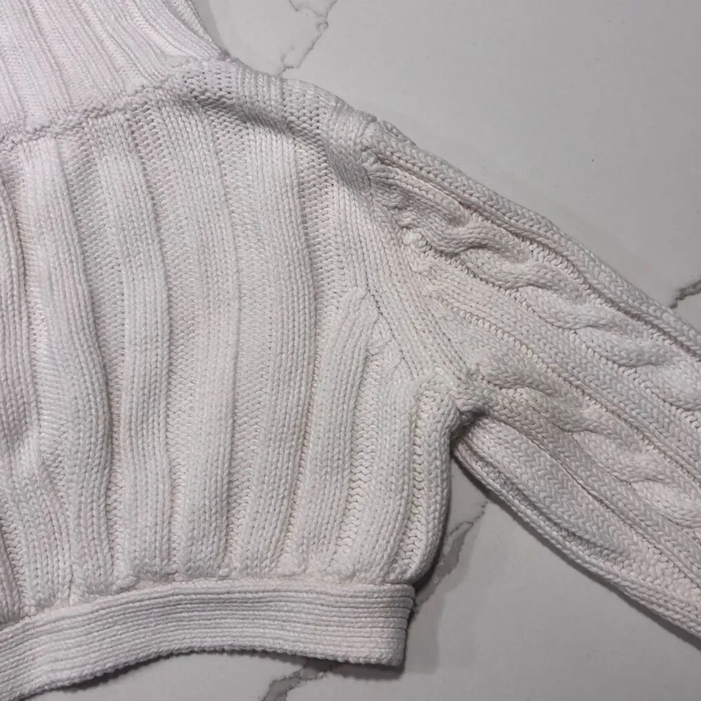 GAP | Girls Ribbed Cream Knit Cropped Button Sweater Size 4/5 XS